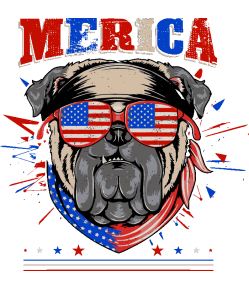Perro gánster con bandera de americe